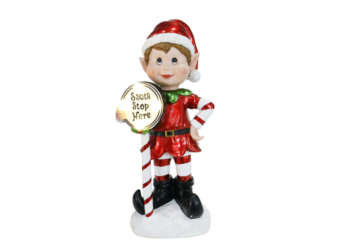 Resin Light up - Battery Operated Glossy Elf Statue - 40cm