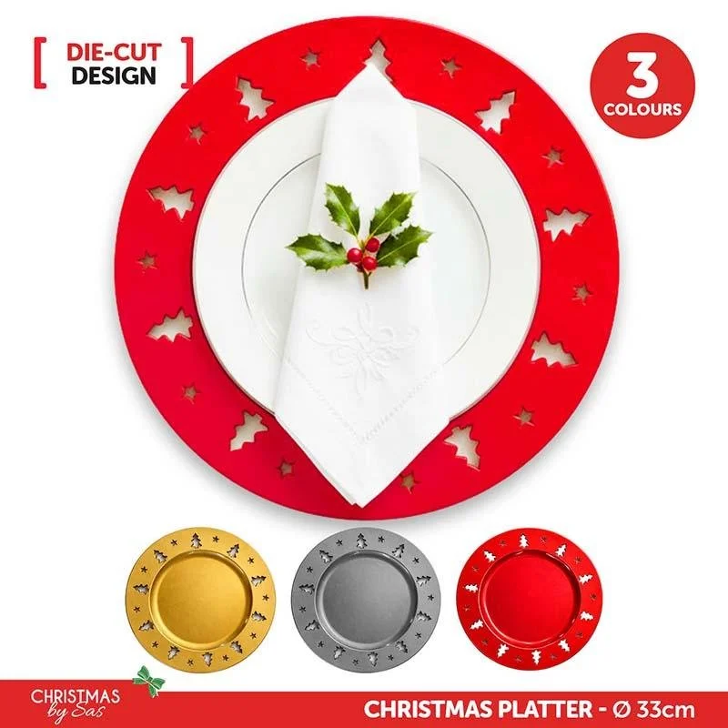 Festive Christmas Charger Plate - Die-Cut Design