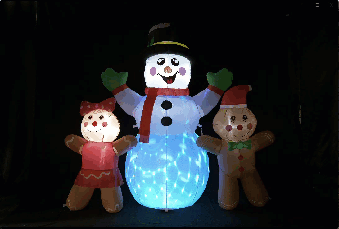 Airpower Snowman & Gingerbread Men – 2m Inflatable with RGB Disco Light