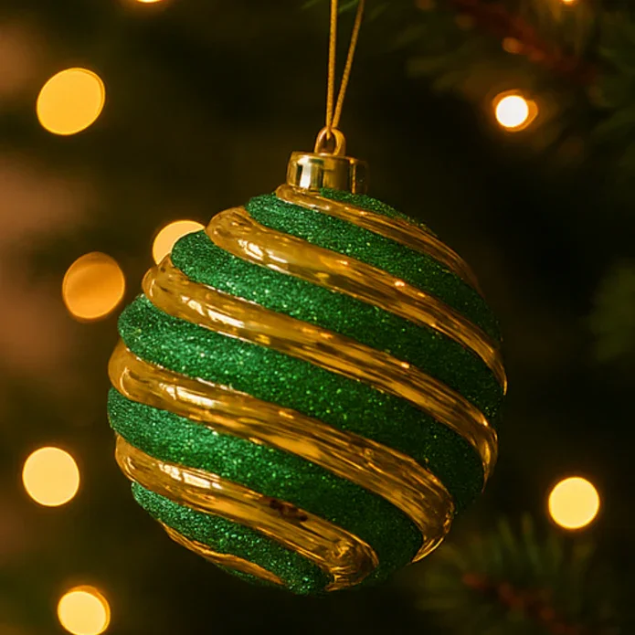 Hanging Mean Green Swirl Bauble - 15cm