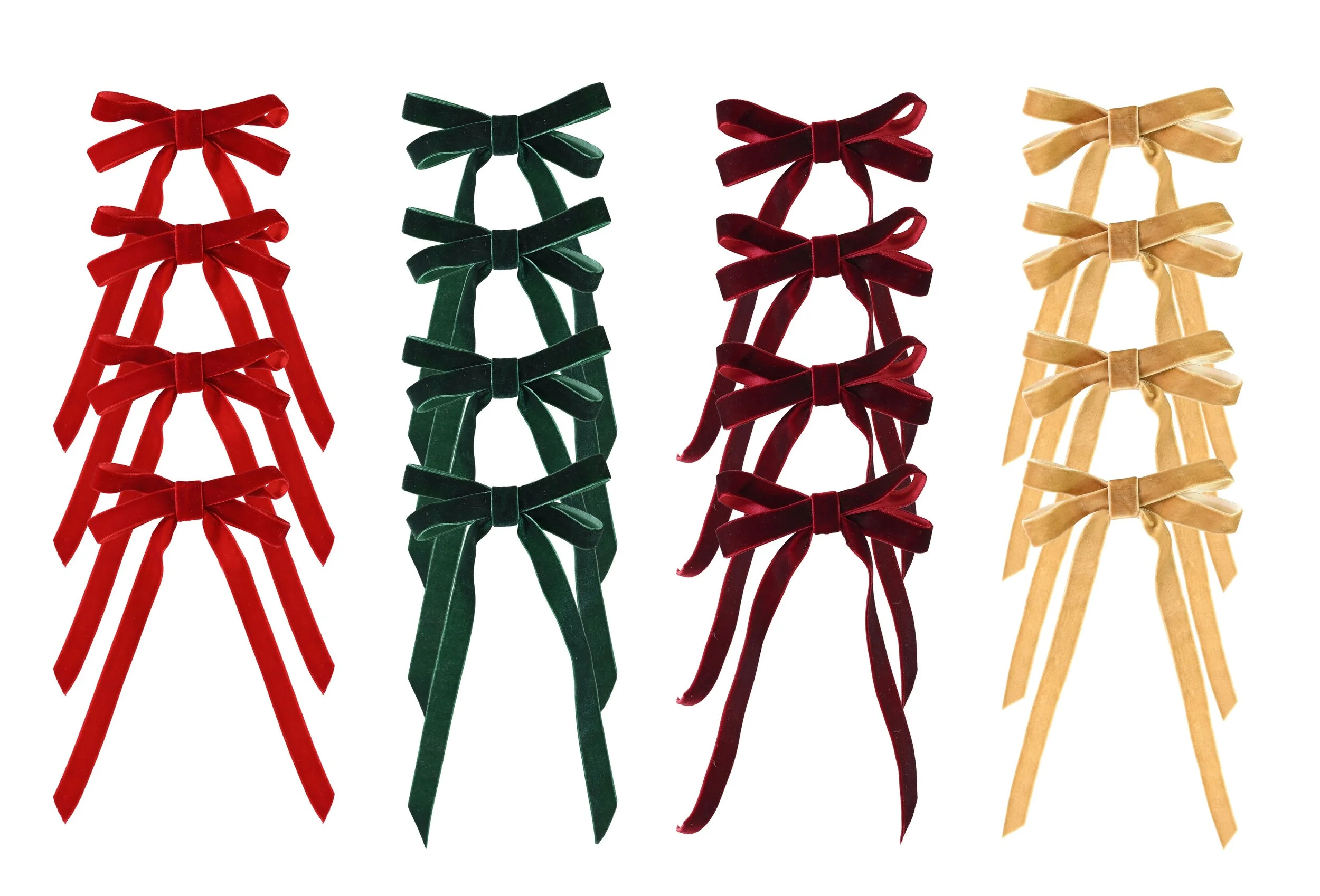 Velvet Ribbon Bow Clip 4-Pack Assorted