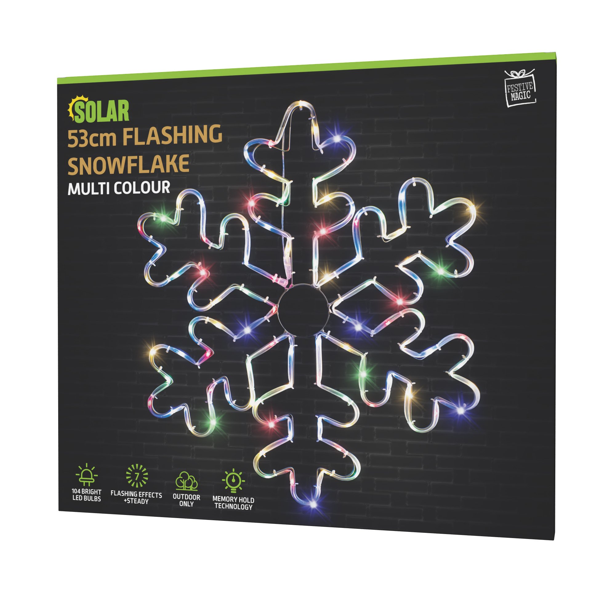 Solar Tube Light Snowflake Flash Multi