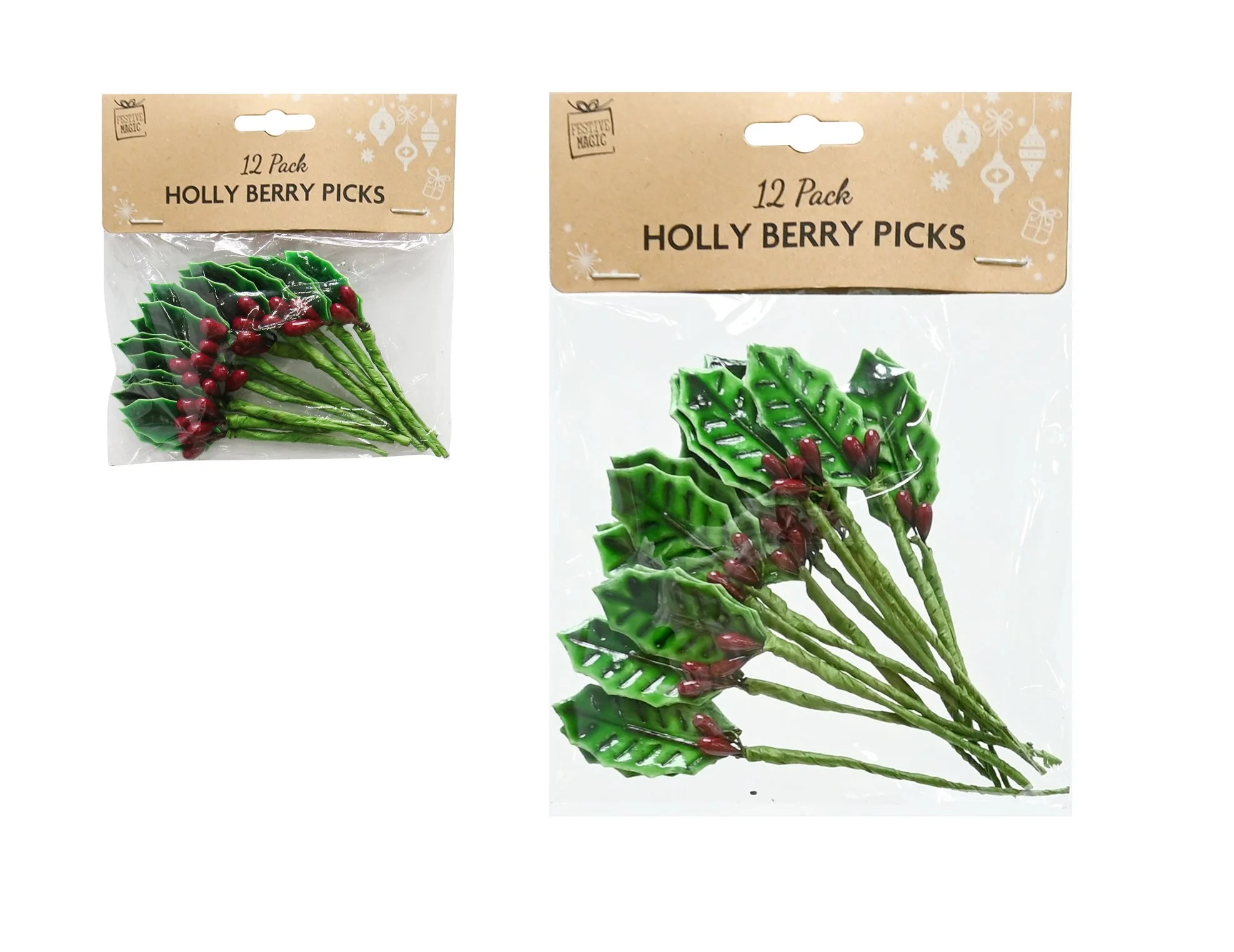 Holly Berries Pick 12-Pack 9 / 15cm Assorted
