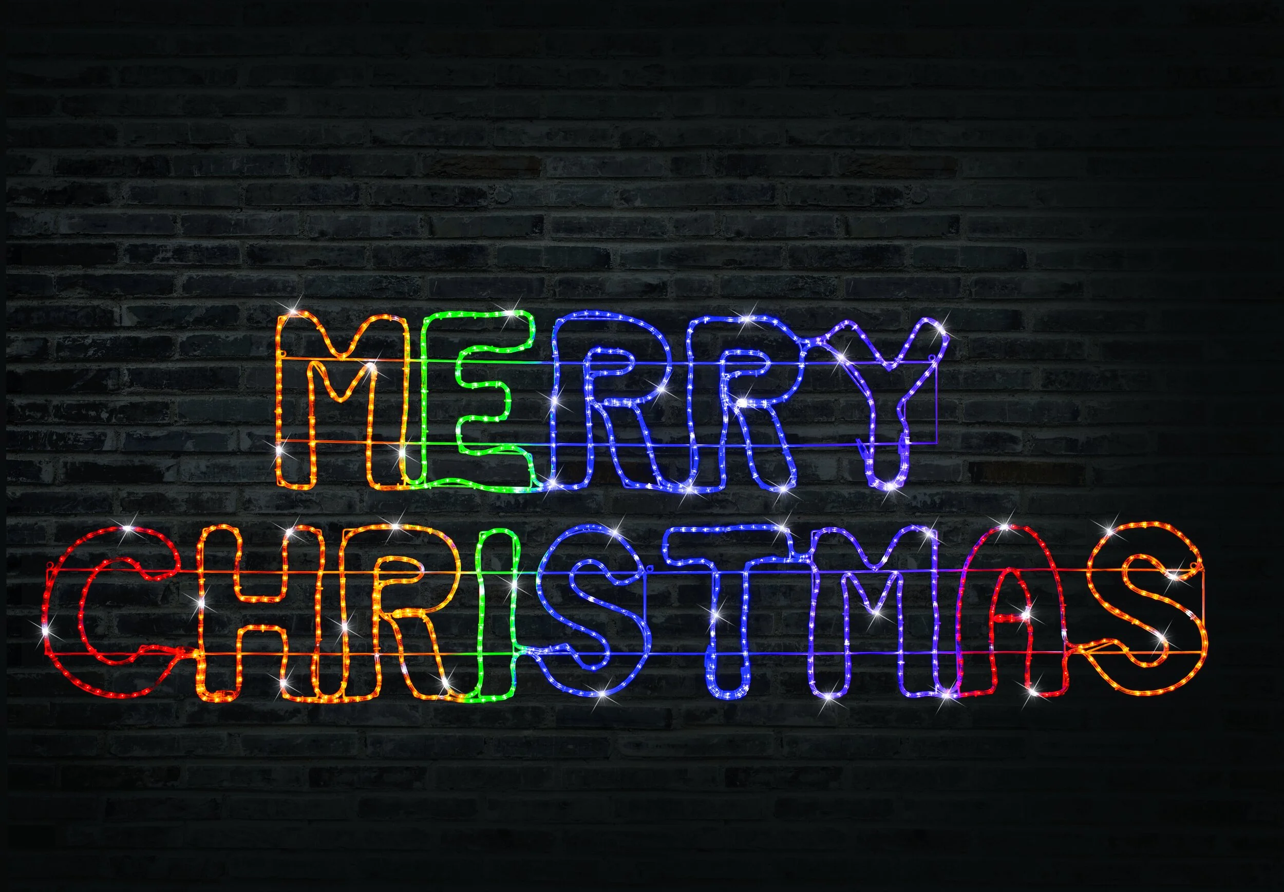 LED Rope Light Giant Merry Christmas Rainbow