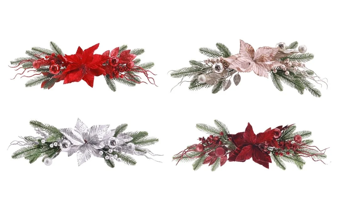 Poinsettia Bauble Table Decoration Assorted