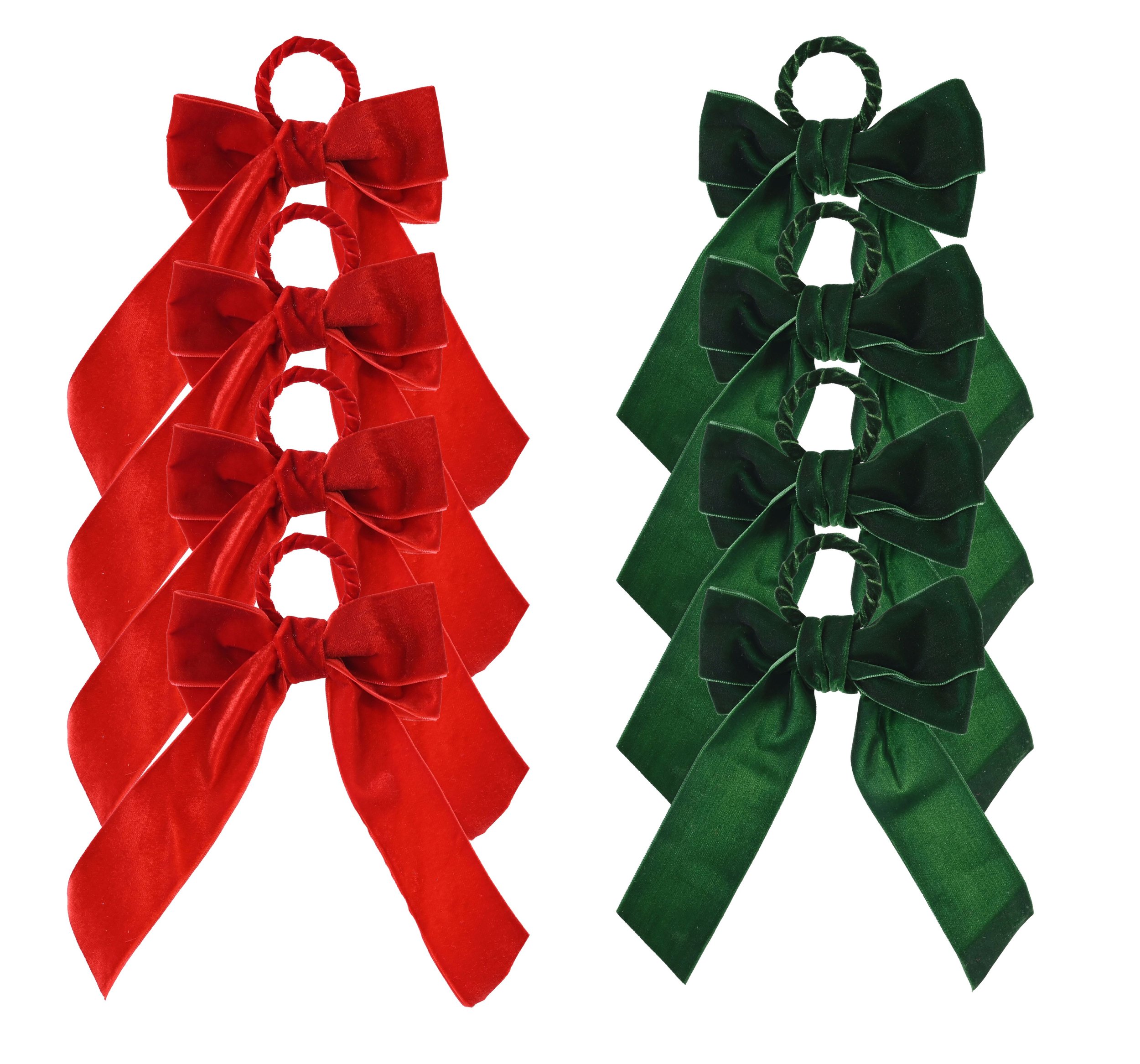 Bow Napkin Rings Velvet 4-Pack Assorted