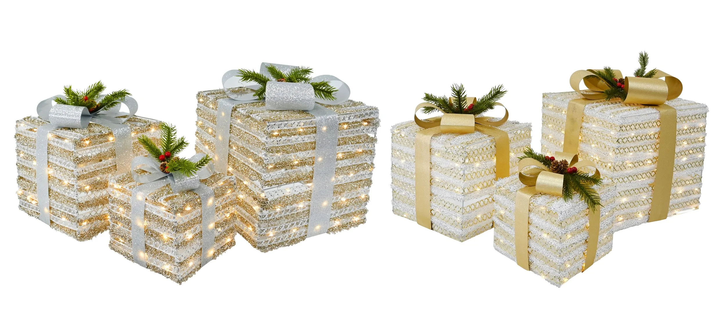 LED Tinsel Metallic Present Set Assorted
