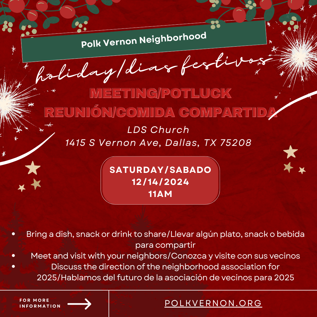 Polk Vernon Neighborhood - Holiday/Días Festivos Meeting/Potluch