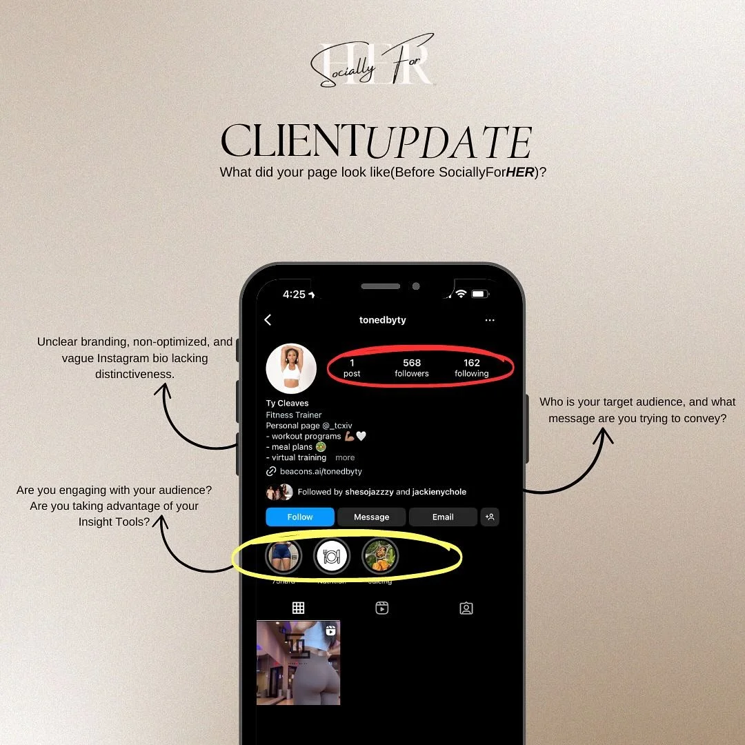 Let me 𝘜𝘗𝘎𝘙𝘈𝘋𝘌 you! Before &amp; After the SFH magical touch(3 MONTH client update)✨

Your brand&rsquo;s Instagram profile is like a digital portfolio, offering a first impression to anyone who visits. It showcases your aesthetic, values, and 