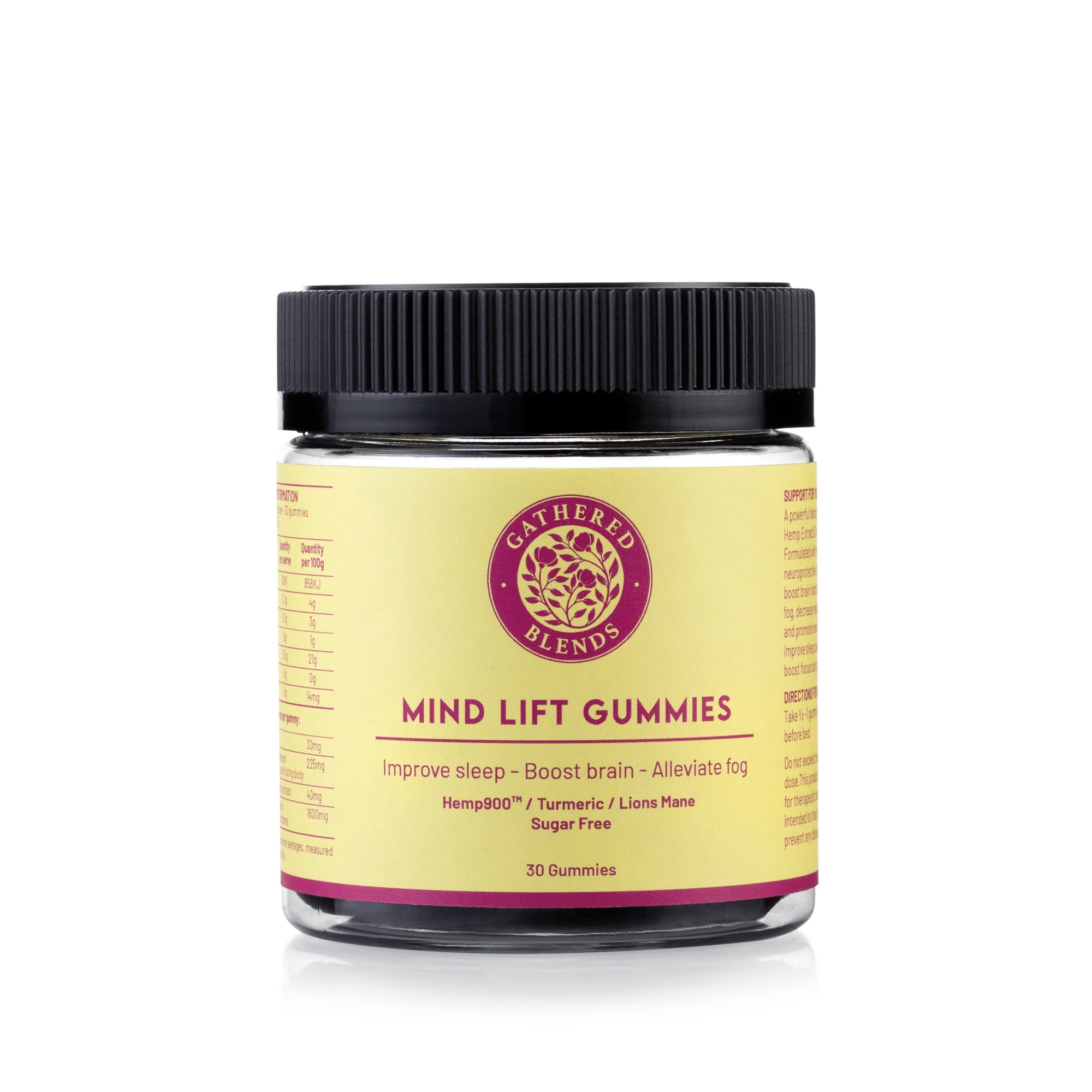 Mind Lift Gummies - Hemp extract, Turmeric and Lion's Mane (no sugar)