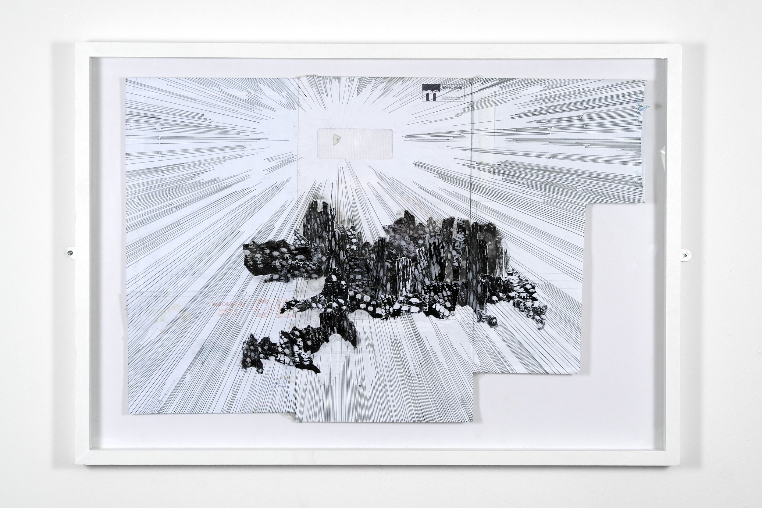 Paul Jones, 'Untitled 001-Archipelago, (Cliffhanger Series)', 2007. Ink, used envelopes and acrylic paint, 86 x 63.5 cm. Photo: Steve Lynch