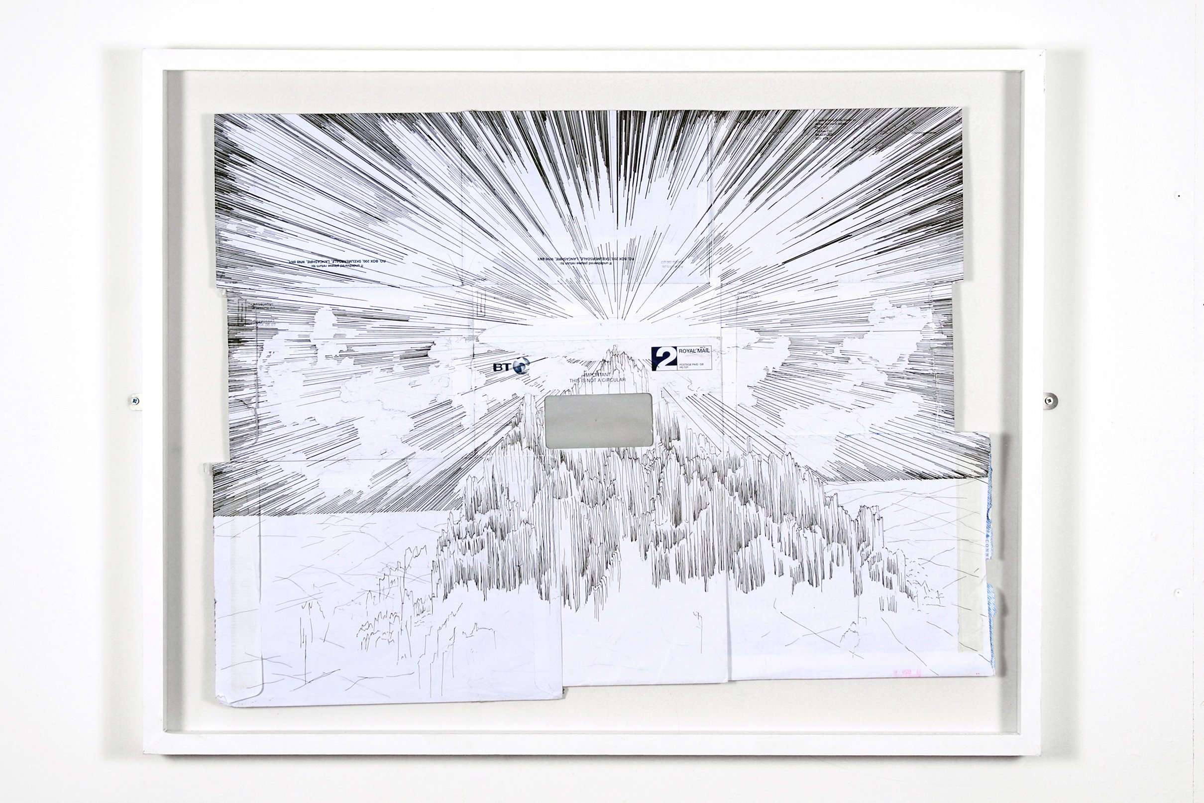 Paul Jones, 'Untitled_002 Archipelago, (Cliffhanger Series)', 2007. Ink pen and used envelope, 83 x 65 cm