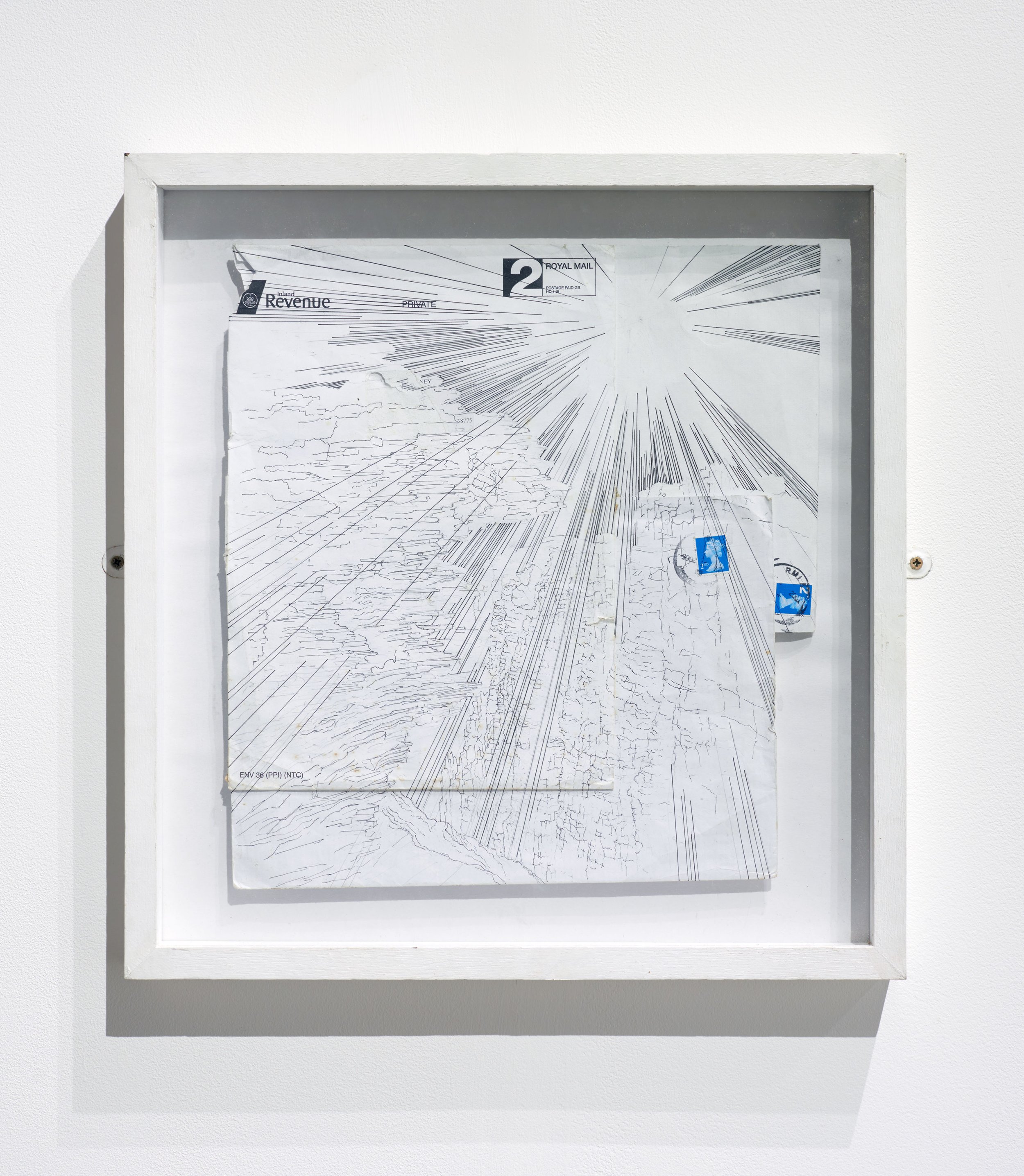 Paul Jones, 'Untitled (Cliffhanger series)', 2007. Ink pen and used envelope, 34 x 30.9 cm. Photo: Steve Lynch