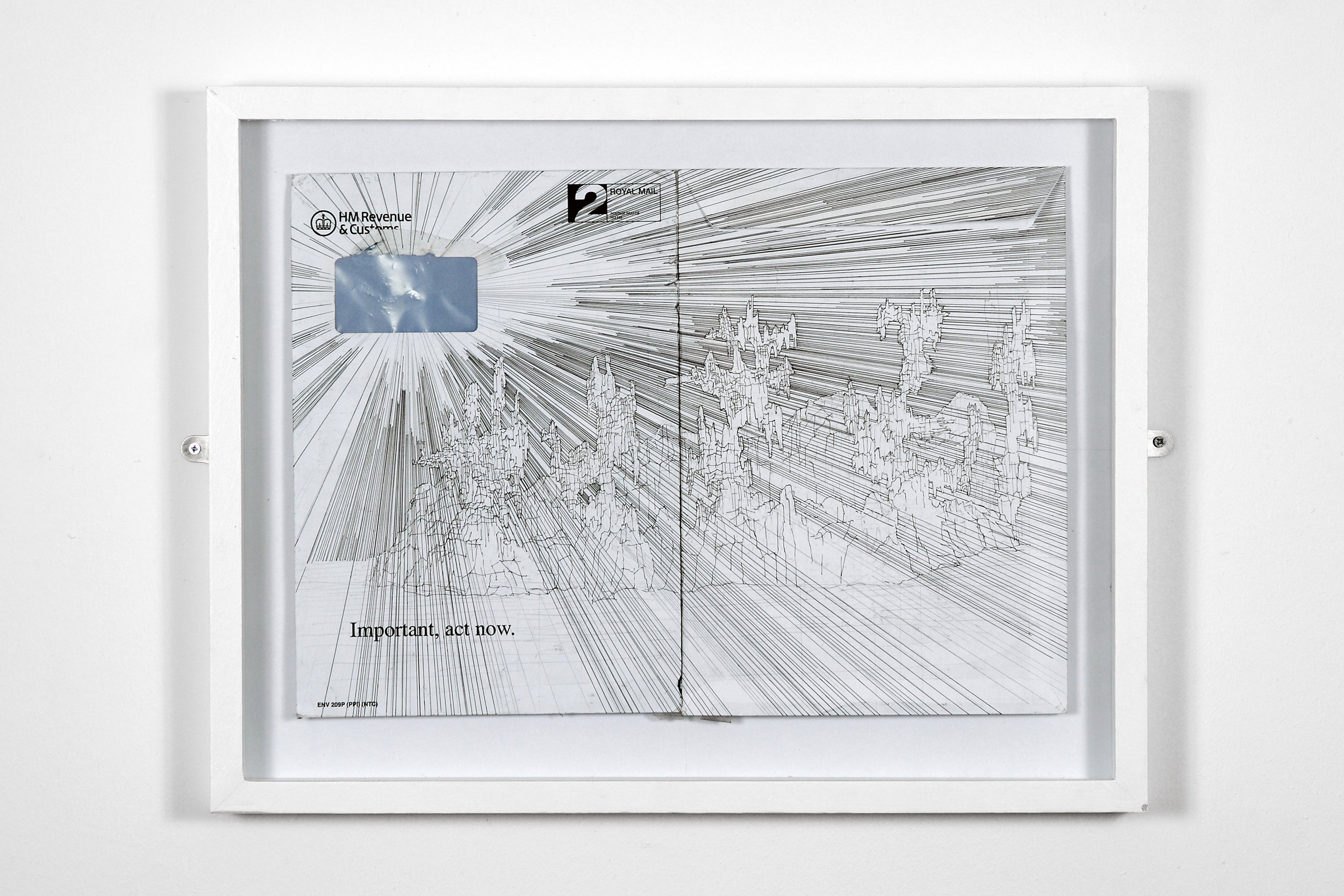Paul Jones, 'Untitled 001-Archipelago, (Cliffhanger Series)', 2007. Ink, used envelopes and acrylic paint, 86 x 63.5 cm. Photo: Steve Lynch