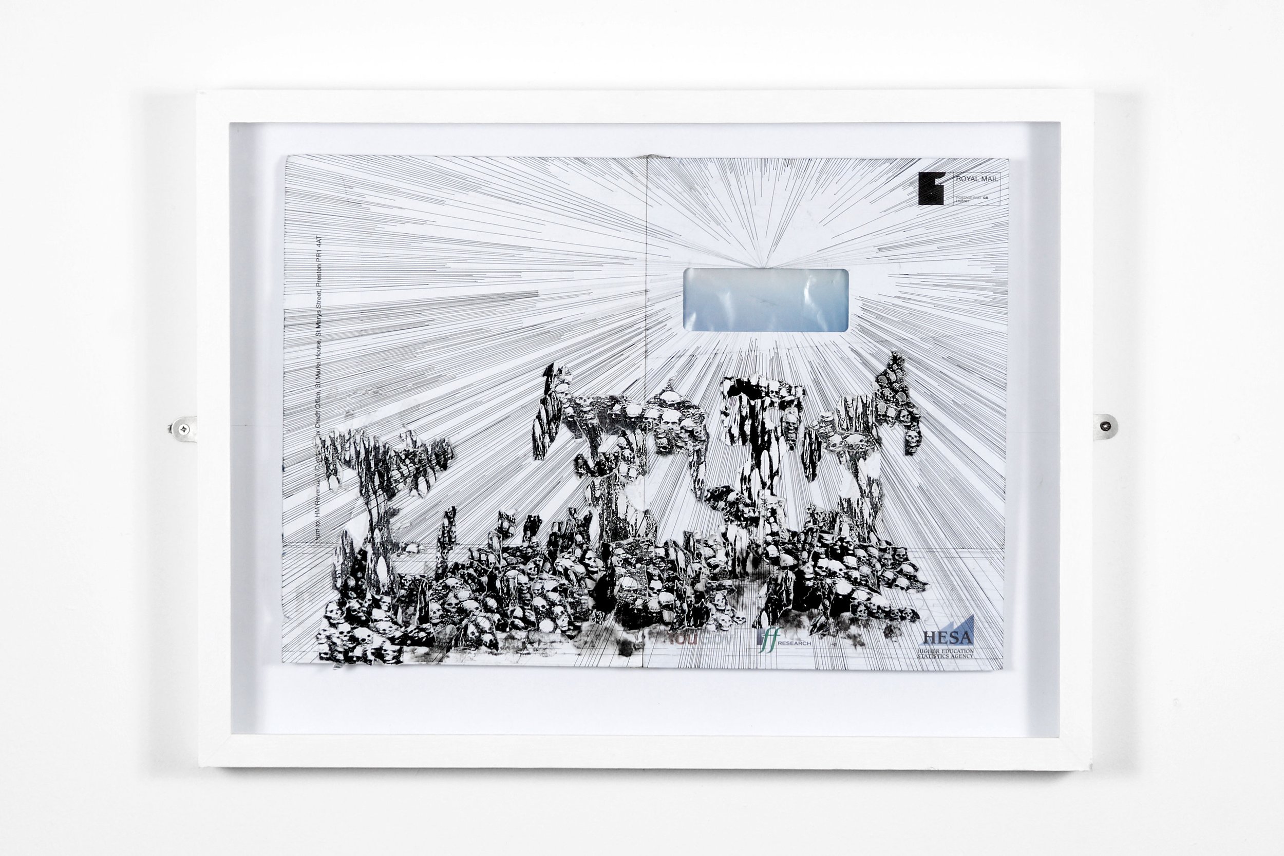 Paul Jones, 'Untitled 002, Skull Archipelago, (Cliffhanger Series)', 2007. Ink, pen and used envelope, 65 x 46 cm. Photo: Steve Lynch