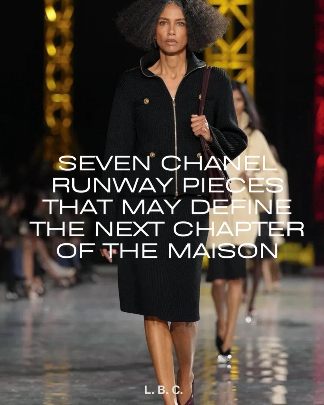 Matthieu Blazy took Chanel low, literally. Extreme drop waists, glittering Grand Palais floors soundtracked by &ldquo;Just Dance,&rdquo; colorful tweeds, novelty bags, pastel hair, and gowns piled like pastries, then a front row full of two-tone Chan