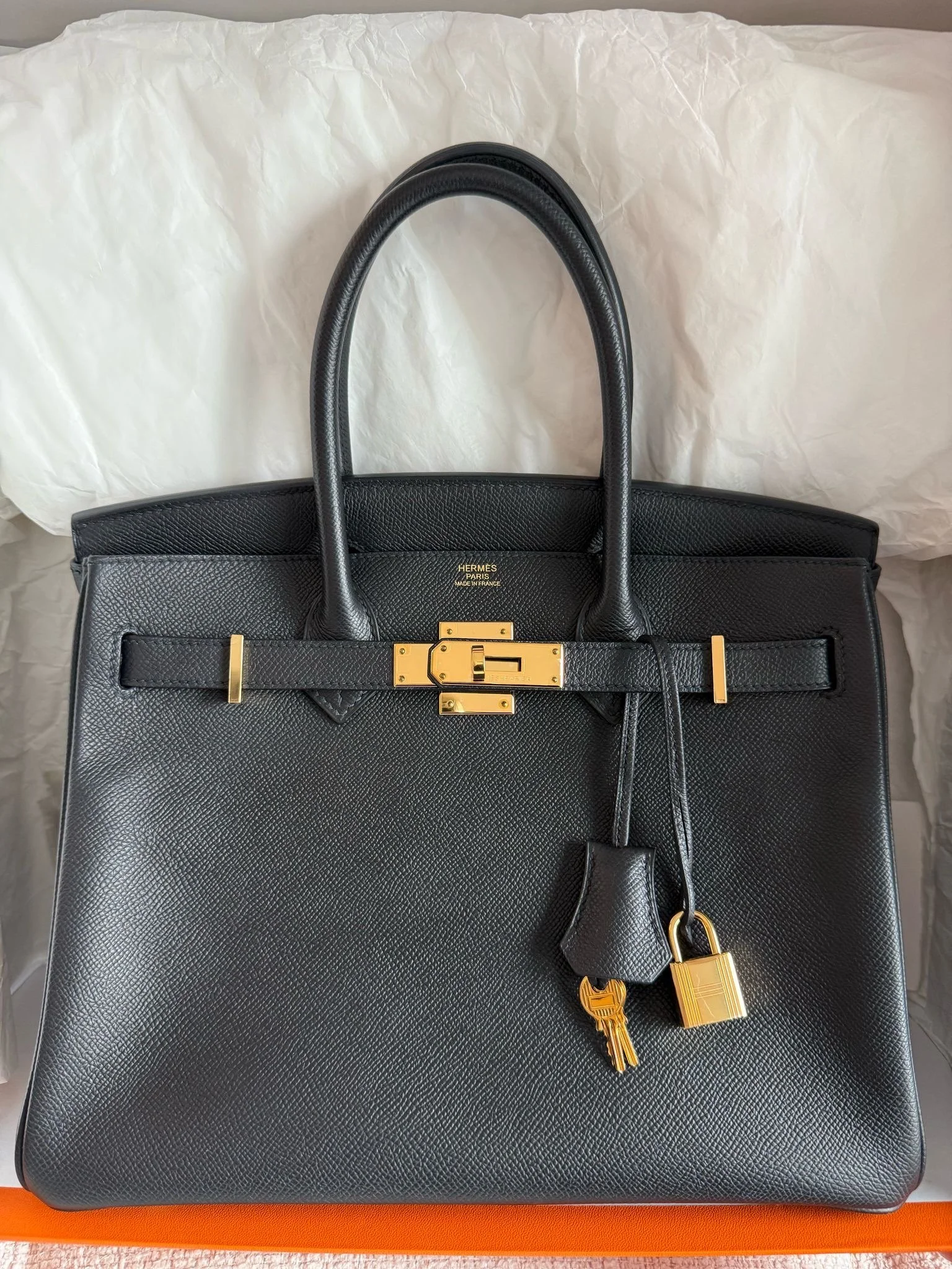 A Black Birkin 30 in Epsom Leather with Gold Hardware