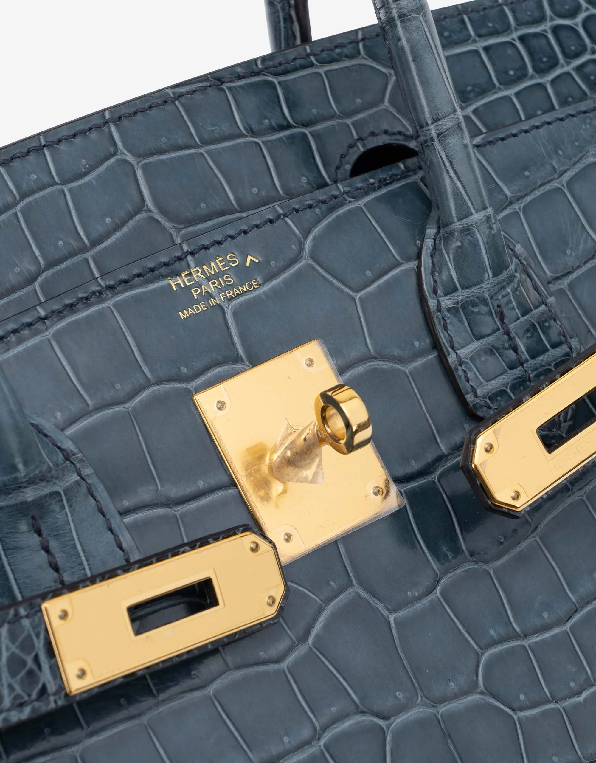 Hermes Birkin 30 Blue Matte Crocodile Alligator Gold Hardware