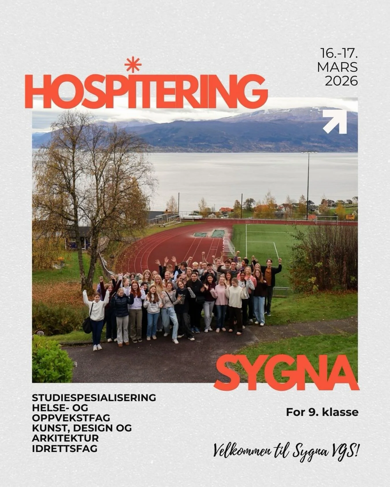 Nysgjerrig p&aring; Sygna?
16.-17. mars er det tid for hospitering her p&aring; Sygna! Da kan du komme og teste ut ett av v&aring;re studietilbud og f&aring; en smakebit av hvordan det er &aring; g&aring; p&aring; internatskole. Denne gangen er det 9