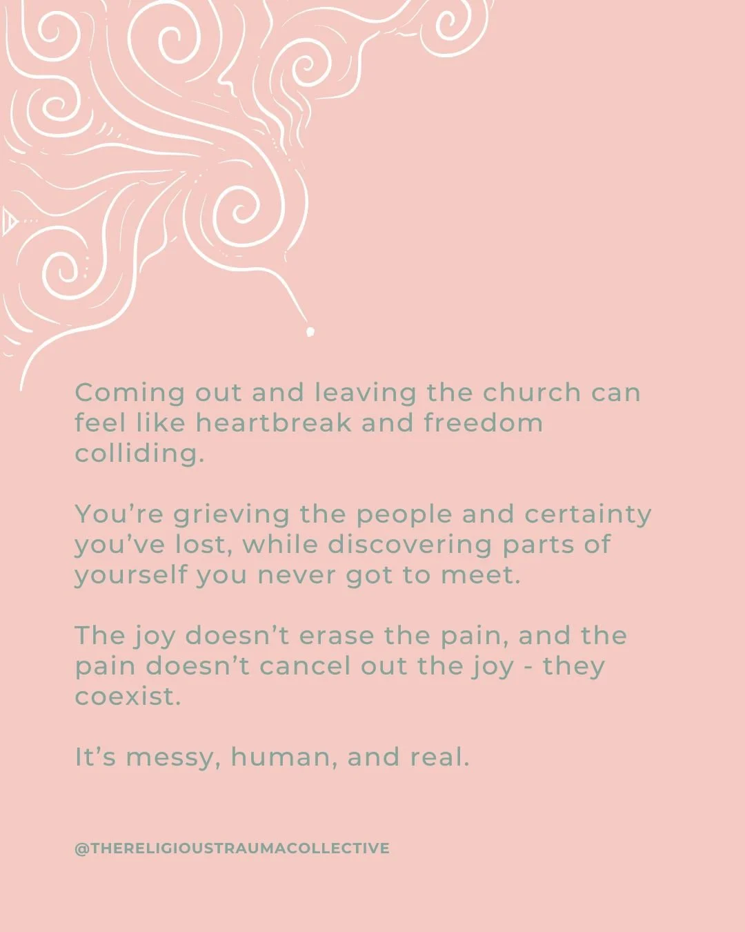 No one really talks about how disorienting it is to lose and gain at the same time. 🌪

Coming out and leaving the church can stir up every emotion at once - grief, relief, fear, joy, guilt, hope. You might find yourself missing the people who can&rs
