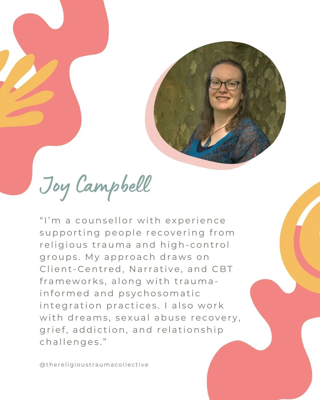 The Religious Trauma Collective - NZ Registered Practitioner..

🌿 Meet Joy Campbell, Counsellor 🌿

Joy brings lived experience and a compassionate, grounded approach to supporting people healing from religious trauma and high-control groups. She wo
