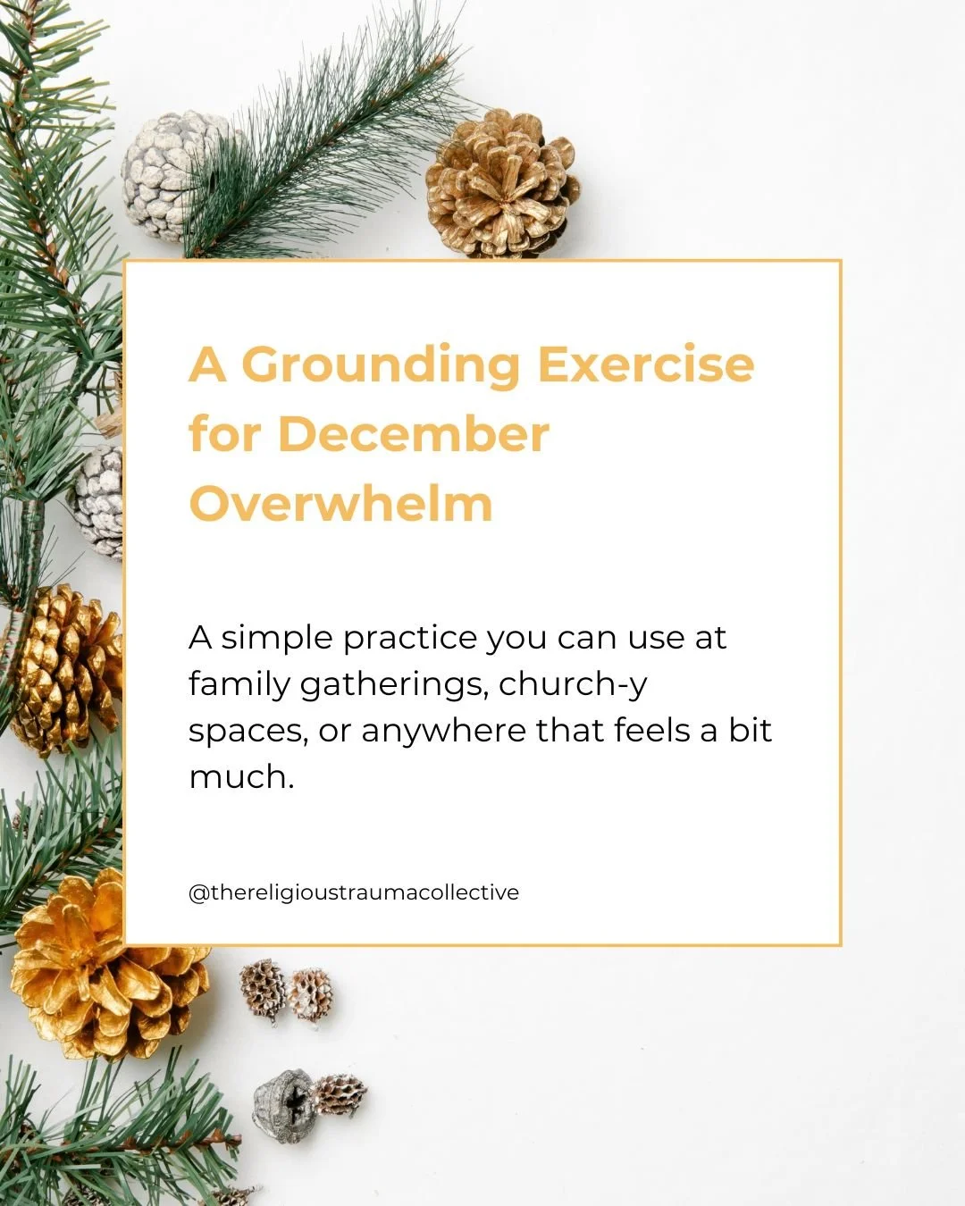 There&rsquo;s something uniquely overwhelming about December. The sensory load, the old roles, the pressure to &ldquo;be festive,&rdquo; the memories your body didn&rsquo;t consent to revisiting. 

So here&rsquo;s a simple grounding practice you can 