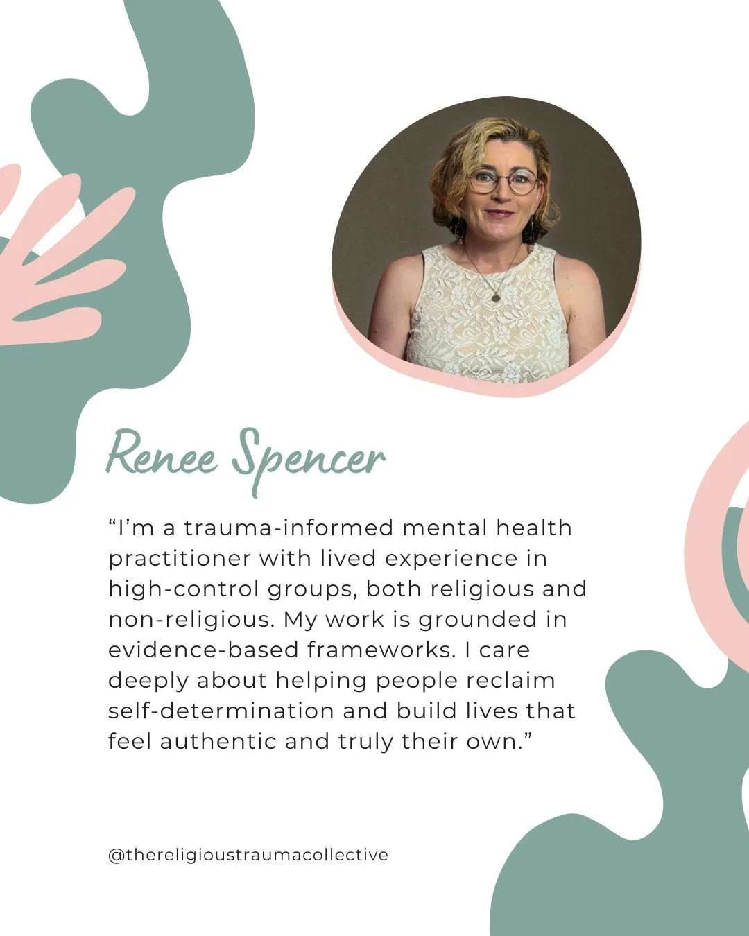 The Religious Trauma Collective - Aus Registered Practitioner..

🌿 Meet Renee, Counsellor &amp; Creative Arts Psychotherapist 🌿

Renee brings lived experience and a deeply trauma-informed approach to supporting people recovering from high-control g