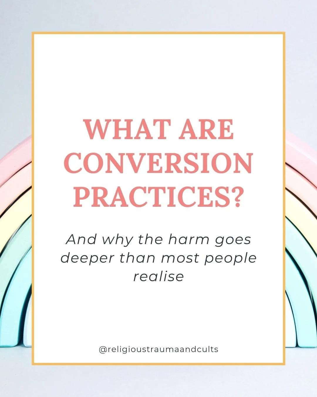 Most people picture conversion practices as formal programs; structured interventions with that label clearly attached. Something you'd have to actively sign up for, or be sent to.

But that's not where the majority of this harm happens.

Conversion 