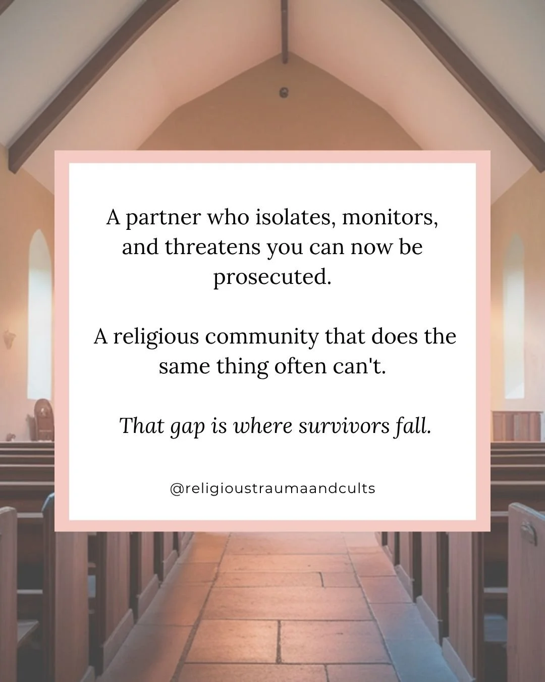 Coercive control is increasingly recognised in domestic violence law. In religious contexts, it remains largely invisible.

In recent years, a number of Australian states have moved toward criminalising coercive control in domestic and family relatio