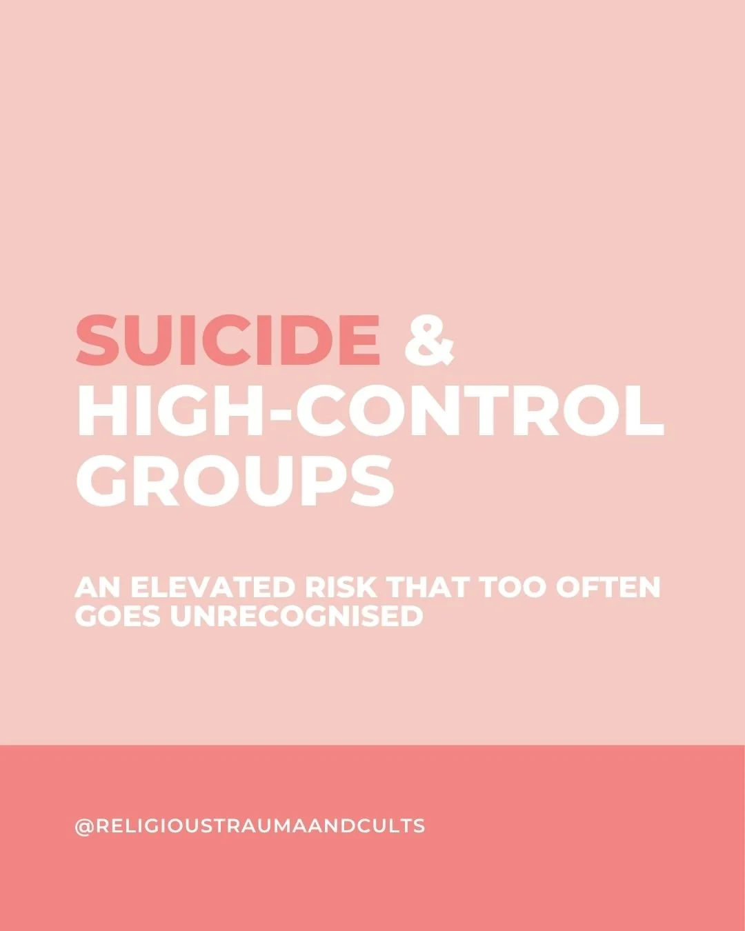 Content note: this post discusses suicide. 

It's not widely known, but survivors of high-control groups and cults face a significantly elevated risk of suicide particularly around the time of leaving and in the years that follow. This is a pattern t