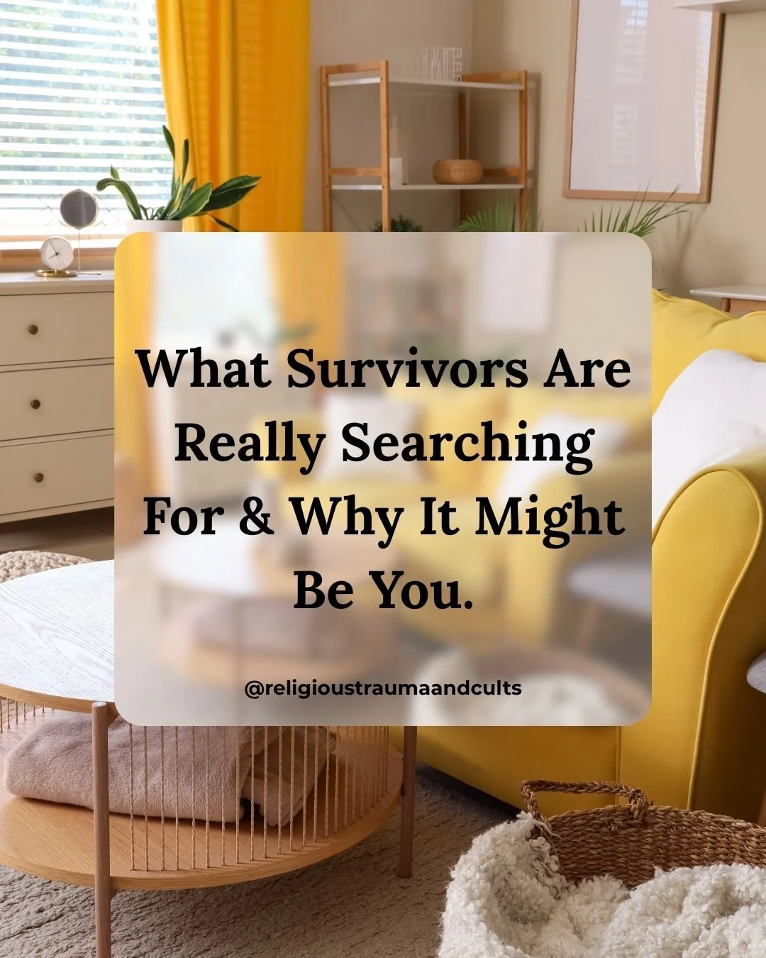 If you&rsquo;re a practitioner working with religious trauma and/or cult recovery, there are survivors looking for you! They're searching for a practitioner who actually gets it. 

Who won't ask them to bypass their own experience. Who understands th