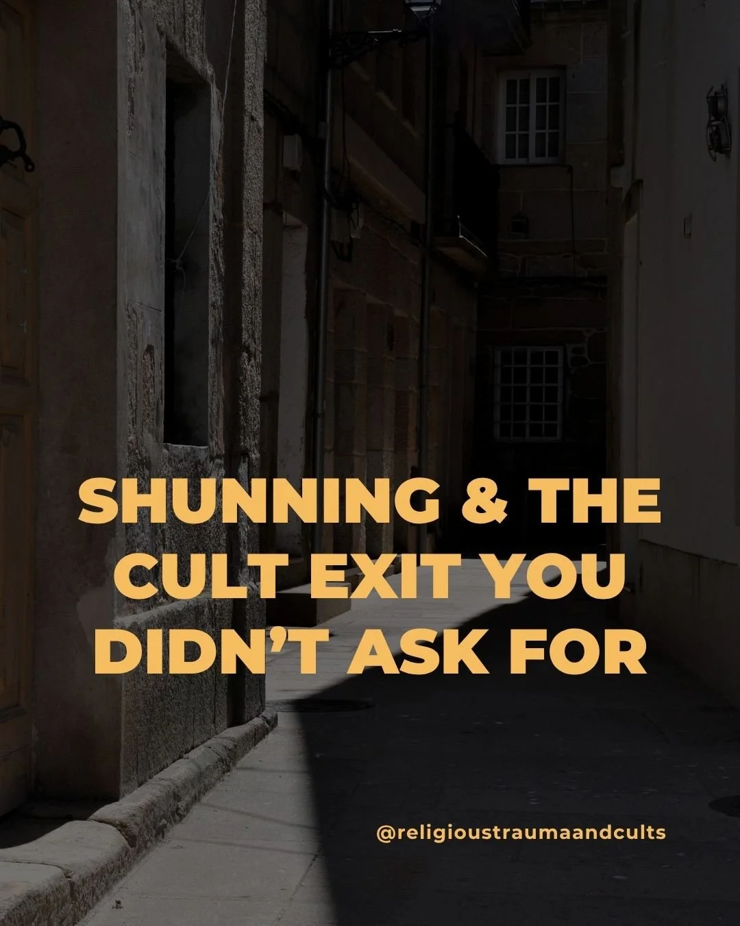 We talk a lot about leaving high-control groups as a decision, something weighs up, works toward and eventually chooses. But for a lot of survivors, that's not how it happened at all. 

Sometimes you don't leave - you're removed.

Shunning is the exi