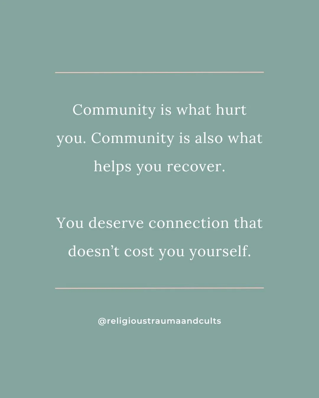 The thing that hurt you was a community. And a community is also what you need to recover. 

This is the particular cruelty of religious and cultic trauma. 💔

One of the most common experiences survivors describe is this: they know they need connect