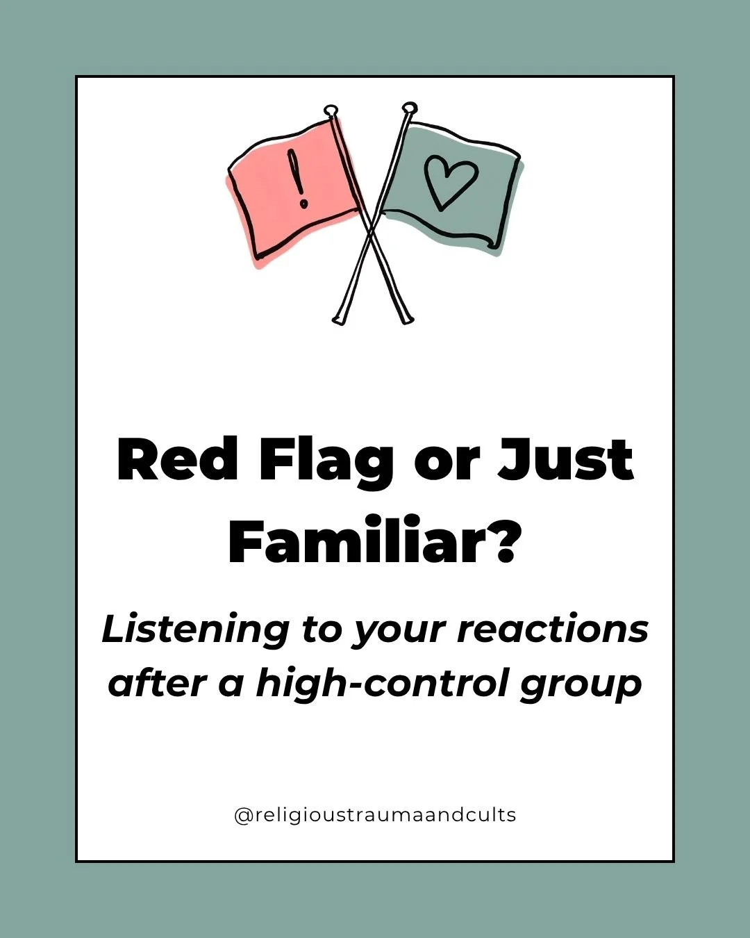 If you have come from a high-control group, you probably know the feeling where you walk into a new space and something in your body says "hang on."

That reaction deserves to be taken seriously. 

For a lot of survivors the problem was nev