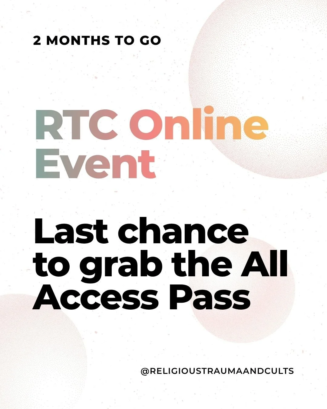Get the All Access Pass - 2 more months!! 📣

Three days of unfiltered conversation about religious trauma, cults, and high-control groups. Survivors, practitioners, researchers, and advocates from across Australia, New Zealand, and internationally c