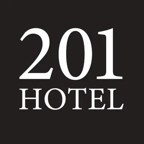 Logo with the text '201 HOTEL' on a black background
