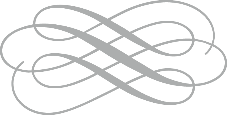Gray decorative swirl pattern with interlacing loops.