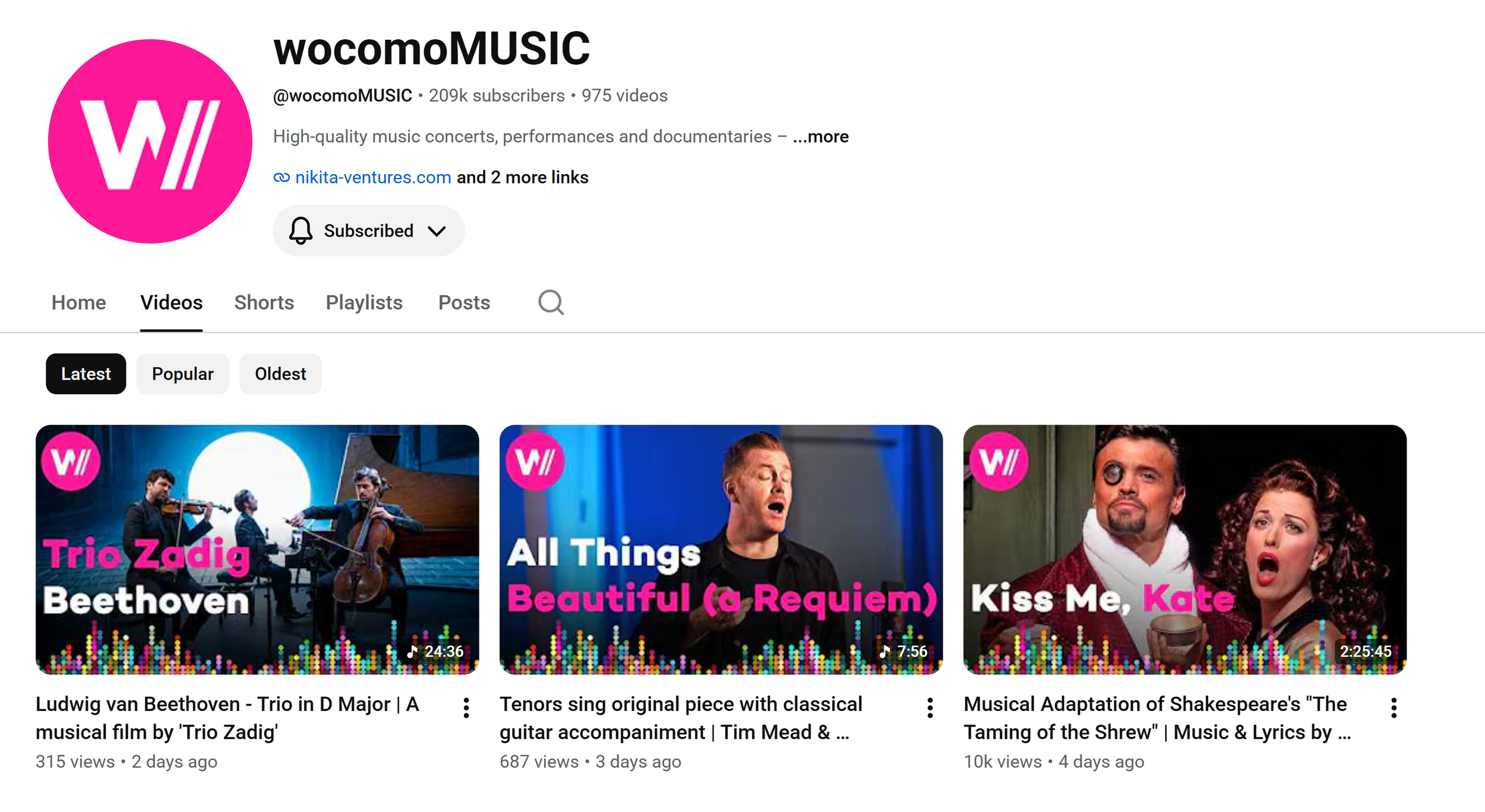 A Screenshot of Now showcased on Wocomo Music - a respected YouTube video publisher.