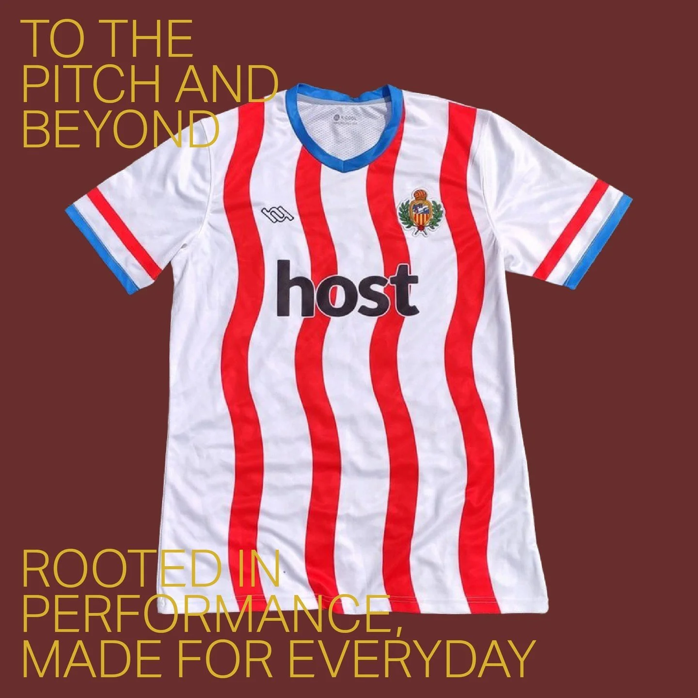 A project from 2021.

This contemporary f&uacute;tbol jersey is inspired by local clubs in Catalunya as well as our favourite vintage kits around Europe. This lightweight breathable jersey is capable of both competition and leisure. Throw it on and h