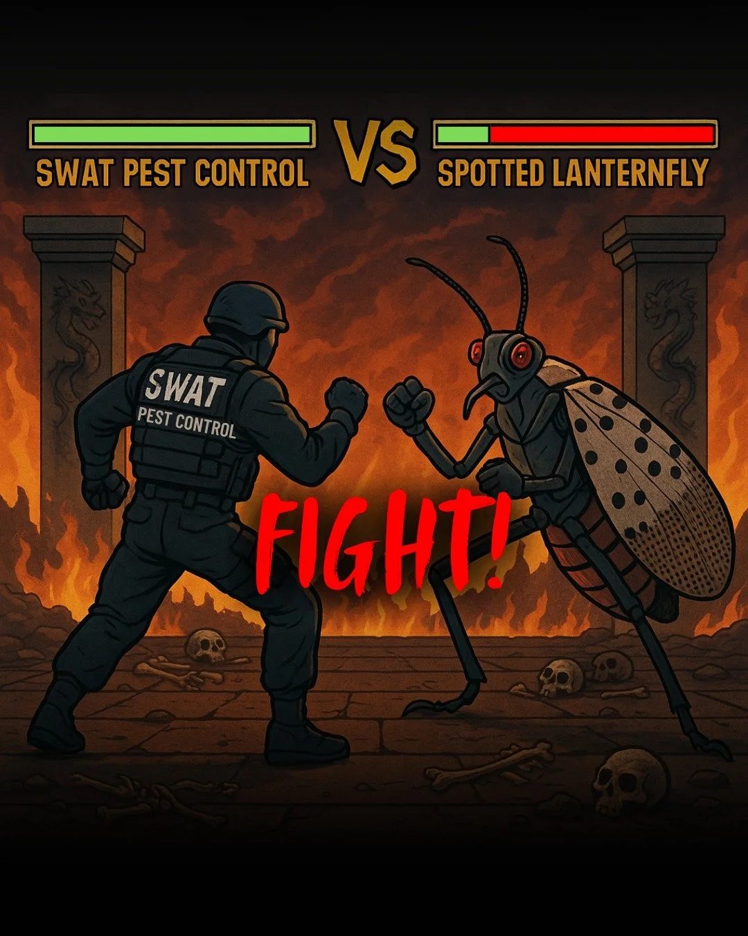 &ldquo;Finish them! SWAT Pest Control delivers a 'Fatality' to those Spotted Lantern Flies!&rdquo; 🪰💥👊 #SpottedLanternfly #pestcontrolpa #pestcontrolusa #swatpestcontrol #schwenksvillepa #chalfontpa #buckscountypa #montgomerycountypa