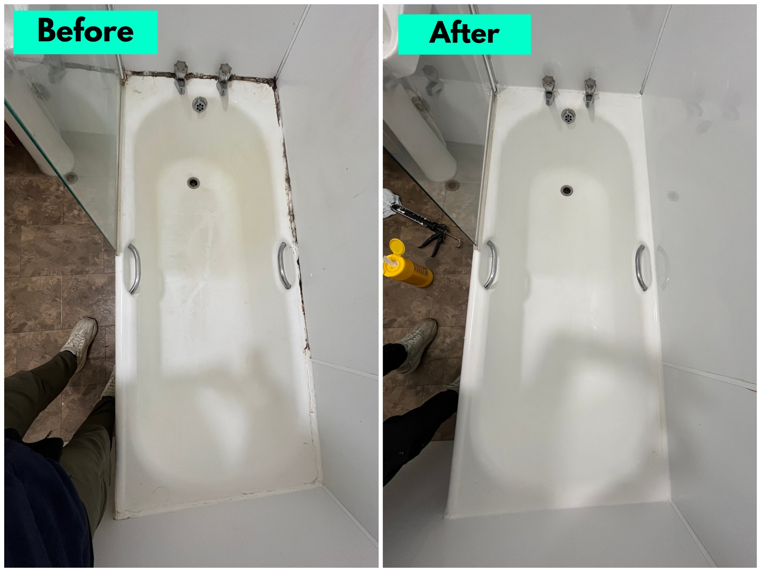 Frank from So Handyman Edinburgh replaced the old mouldy sealant from bath and replaced it with new and fresh white anti mould sealant