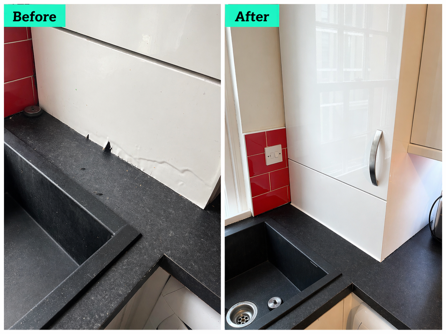 Kitchen cupboard door fitted new bottom part