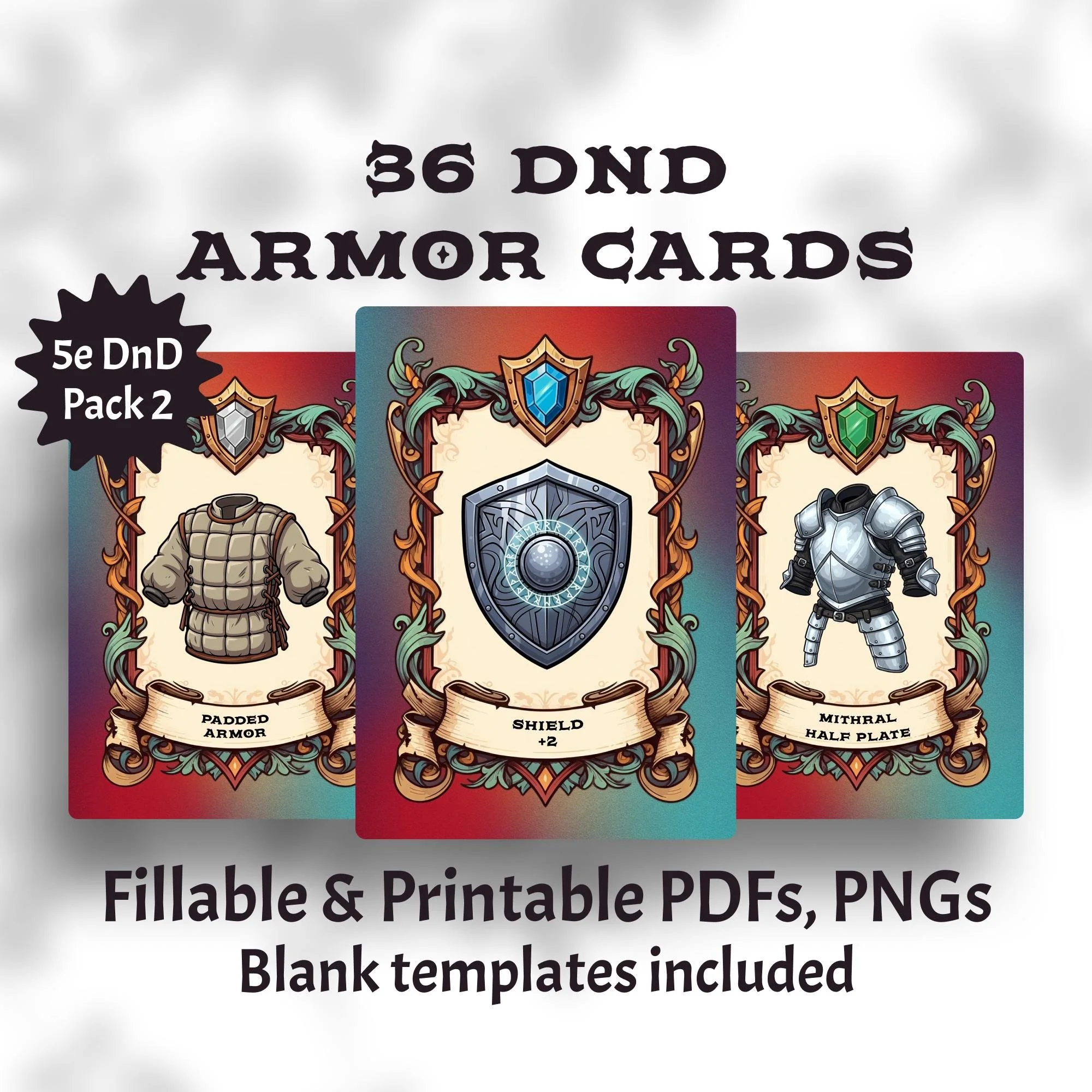 5e DnD Armor Cards Pack 2