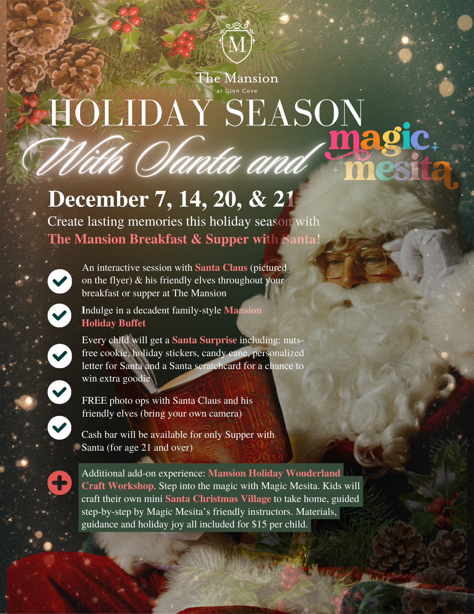 Holidays with Santa at The Mansion 12/20