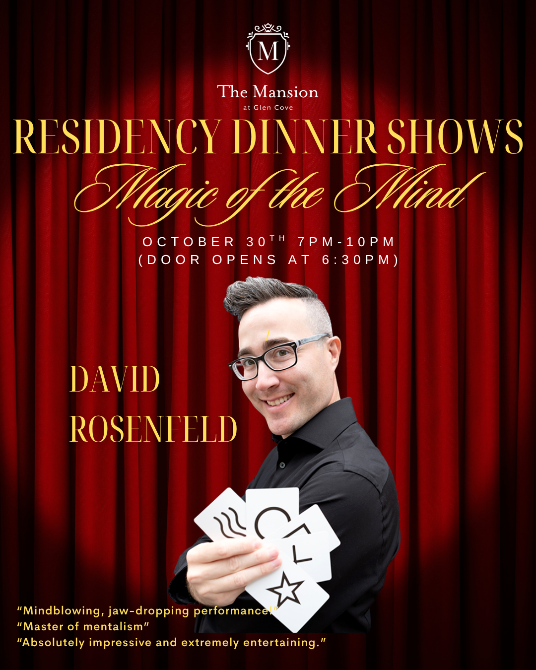 Residency Dinner Shows: Magic of the Mind 10/30