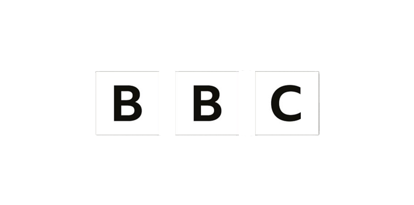 Black background with white text of the BBC logo.
