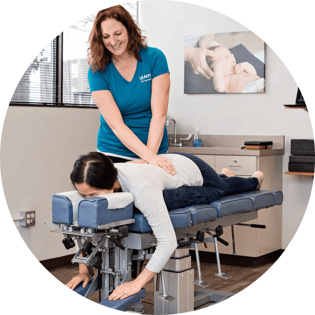 Dr. Leahy adjusting chiropractic biophysics patient