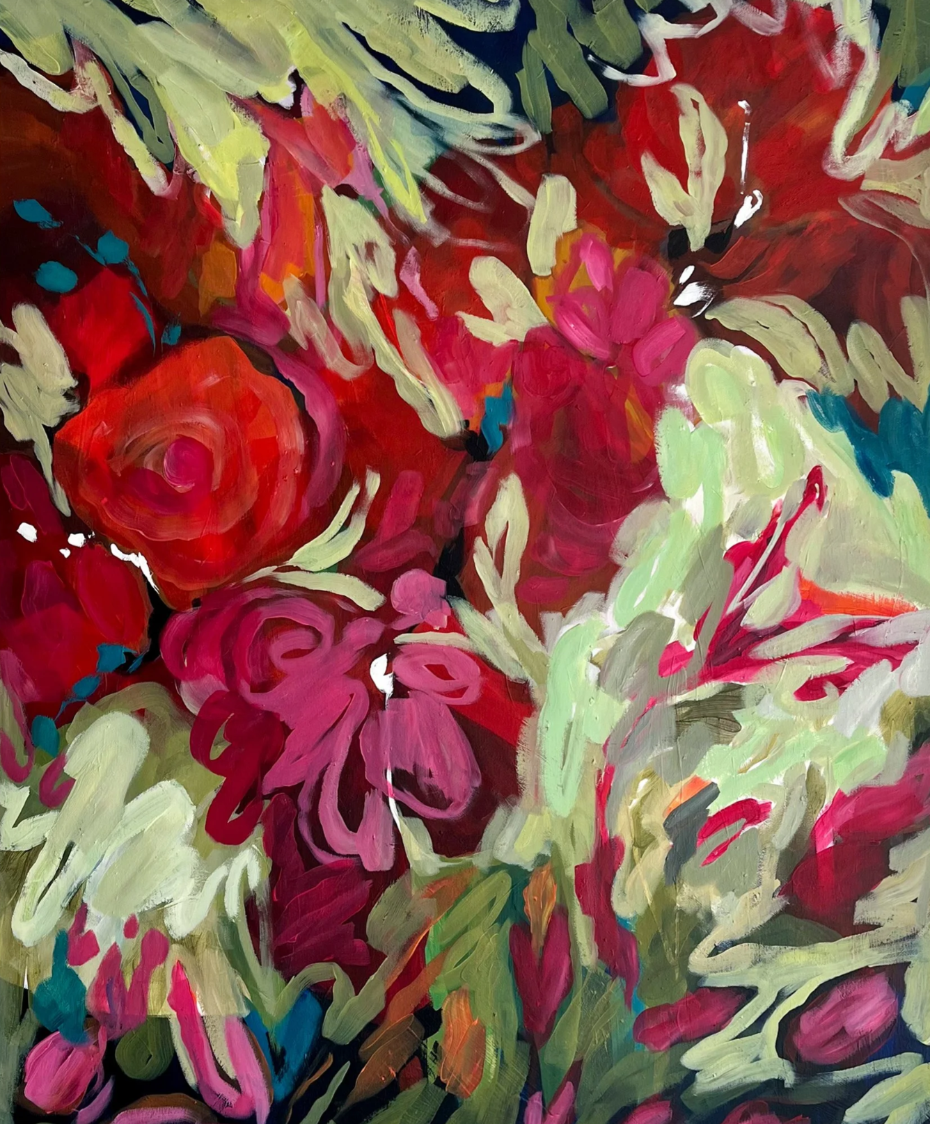 Hibiscus Rose Original Fine Art Contemporary Painting by Contemporary Visual Artist Kylie Hutton-Herman