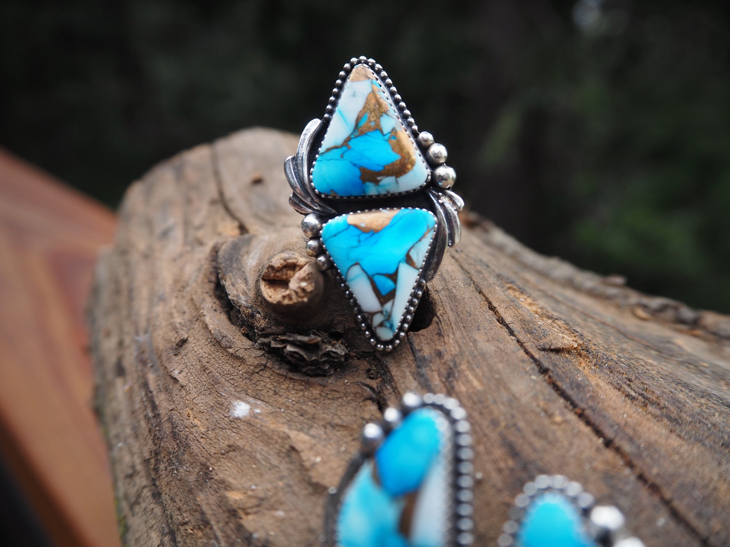 Blue Dahlia Double Stone Ring
