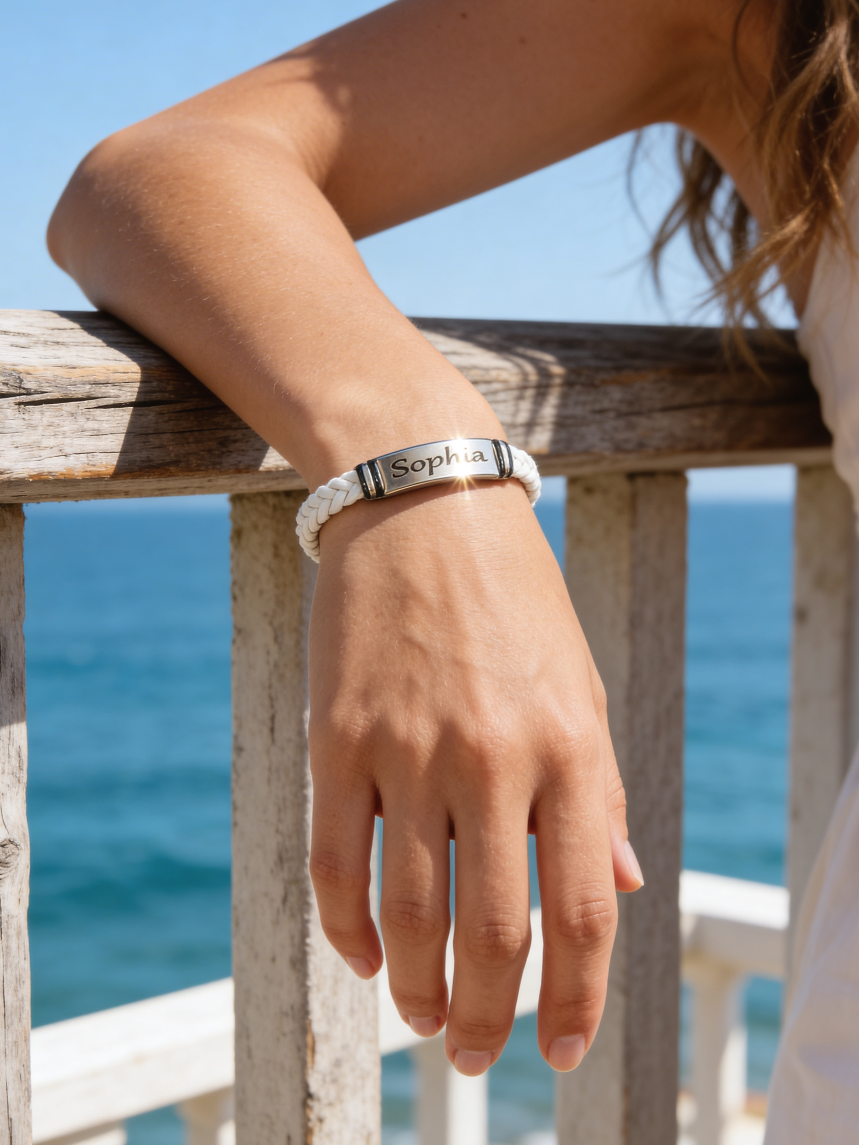 Laser Engraved Solid Color Stainless Steel for Women and Men, Cord & Leather Bracelet, Birthday gift, Anniversary